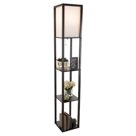 Lavish Home Lavish Home 72-ETAG-1 Etagere Style Floor Lamp with Shade LED Light Bulb; Black 72-ETAG-1